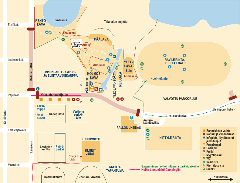 Check in -pisteen sijainti