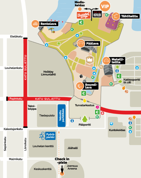 Ilosaarirockin Check in -piste Joensuu Areenalla